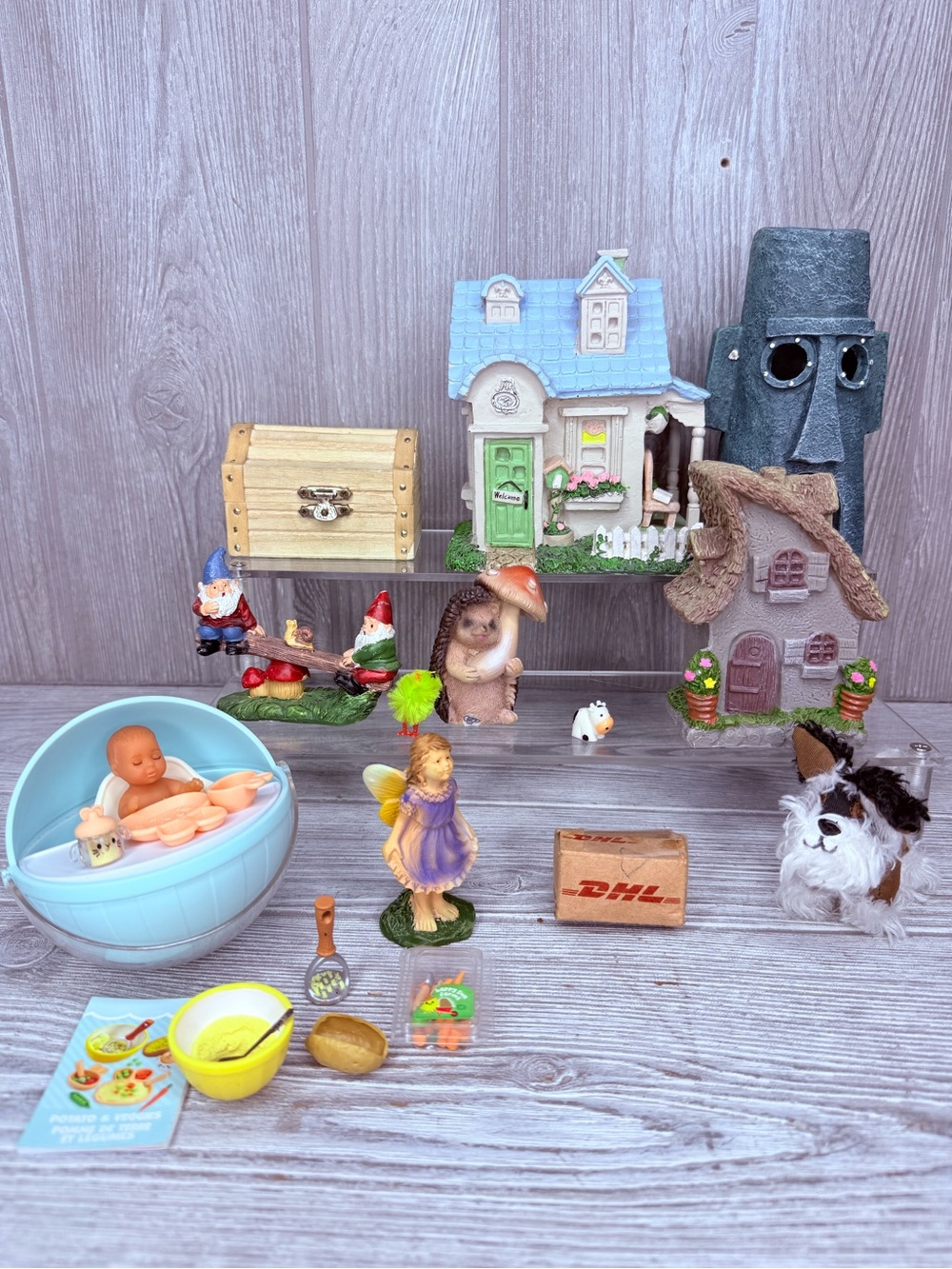 Bundle of miniatures toys , fairy garden fish tank figurines / toys mini bundle